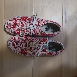 Unique vans off the walls red shoes